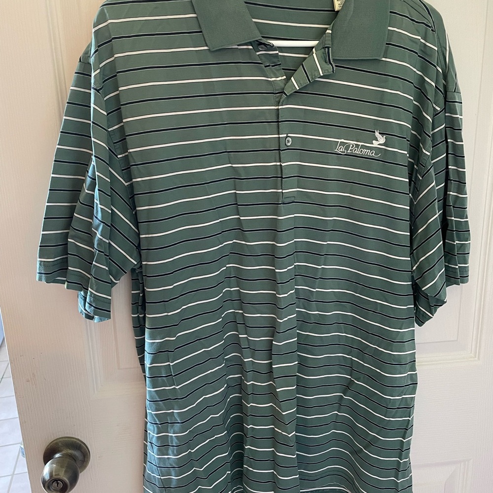 Fairway & Greene Men's Polo in Green and White Stripes